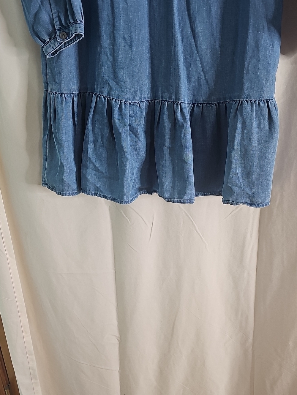 Loft Light Blue Long-Sleeve Ruffle Hem Dress - Picture 4 of 7